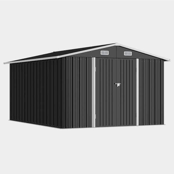 Sizzim 10 ft. W x 12 ft. D Outdoor Metal Shed with Double Door