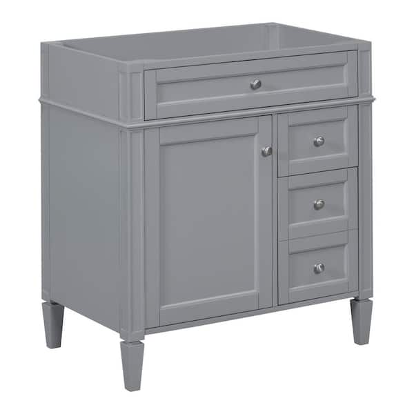 Tileon 29.3 in. W x 17.87 in. D x 33 in. H Bath Vanity Cabinet without Top with Tip-Out Drawer and Adjustable Shelf in Grey