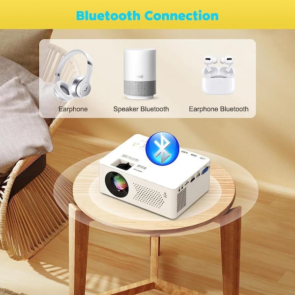 Lukyamzn 1920 x 1080 Full HD Mini Portable Bluetooth Projector