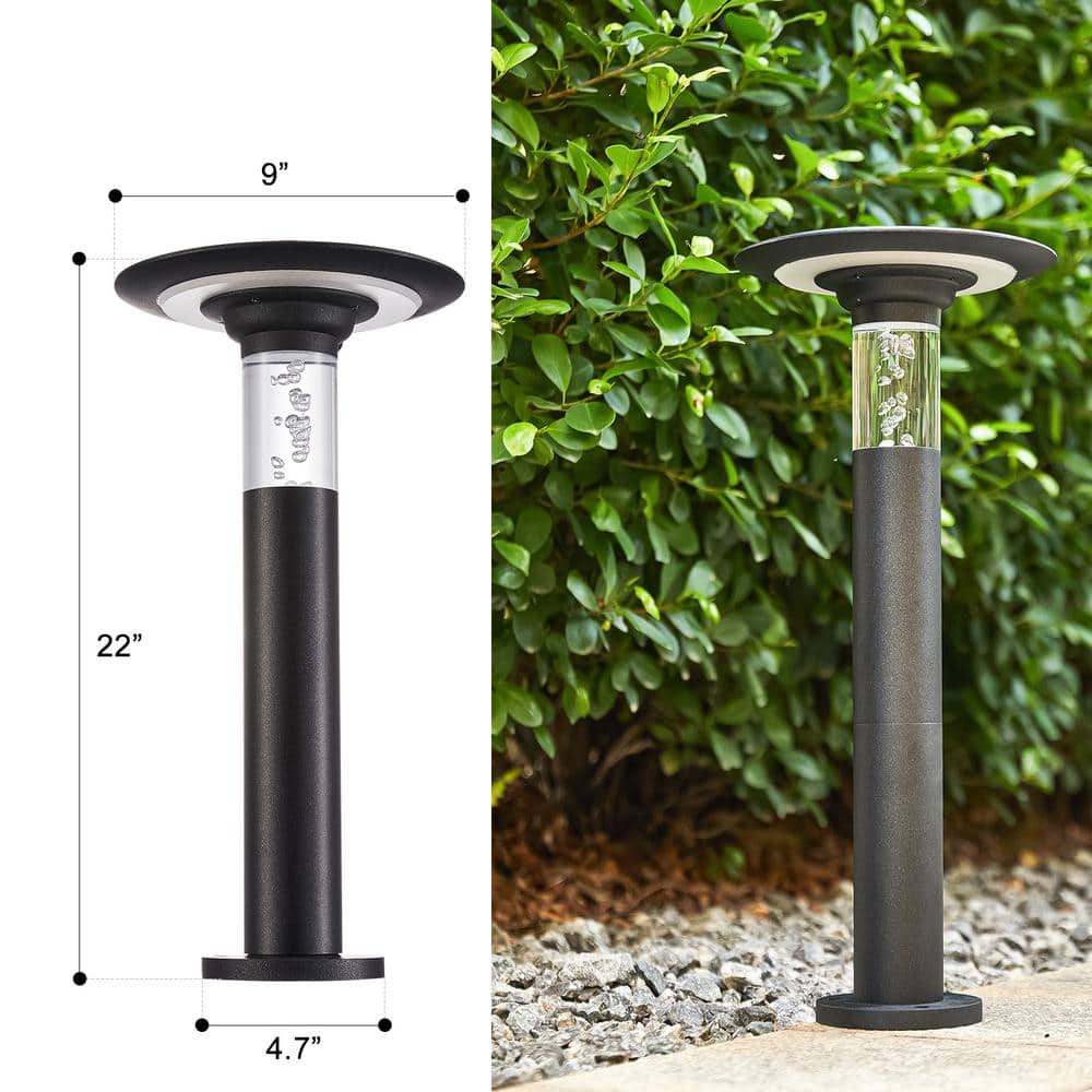 Black Aluminum Solar LED Pathway Light with Frosted Lens