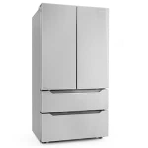 22.5 cu. ft. 4-Door French Door Refrigerator with Recessed Handle in Stainless Steel, Counter Depth