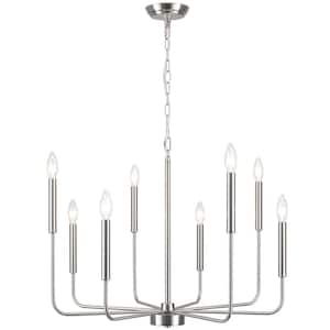 Mercer 8-Light Brushed Nickel Classic/Traditional Chandelier for living room, Kitchen Island with no bulbs included
