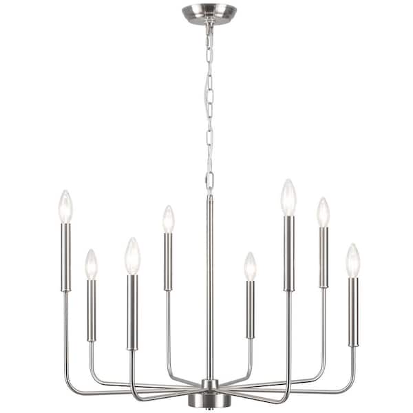 LWYTJO Mercer 8-Light Brushed Nickel Classic/Traditional Chandelier for living room, Kitchen Island with no bulbs included