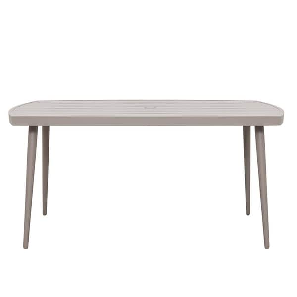 Nuu Garden Khaki Rectangle Aluminum Outdoor Dining Table