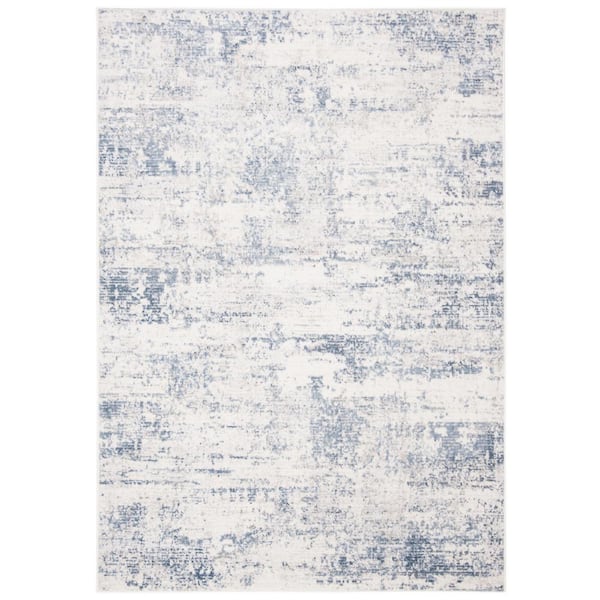 Amelia 6 ft. x 8 ft. Ivory/Blue Abstract Distressed Area Rug