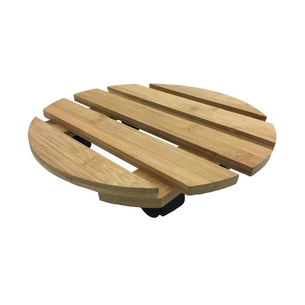 Wagner 11.4 in. Round Bamboo Plant Caddy