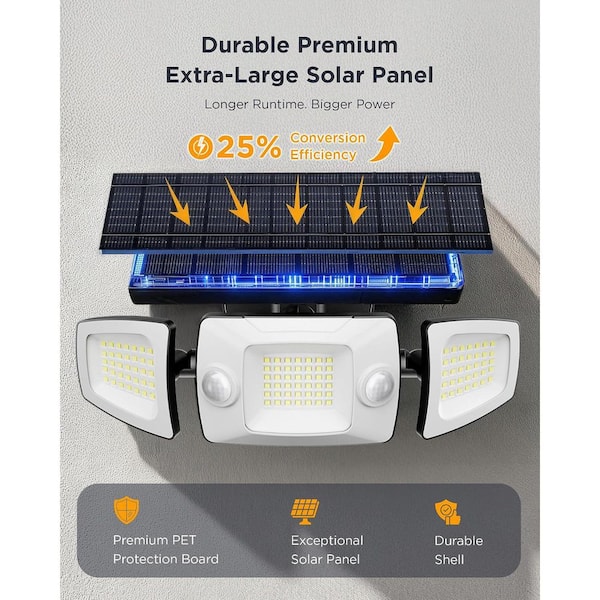 Adewalk 3-Head 30-Watt 4000 Lumens 270° Black Motion Activated