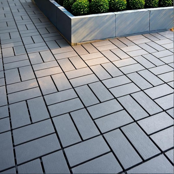 Afoxsos 1 ft. x 1 ft. Gray Interlocking Deck Tiles for Poolside, Balcony, Plastic, Backyard Waterproof, All-Weather (44-Pack)