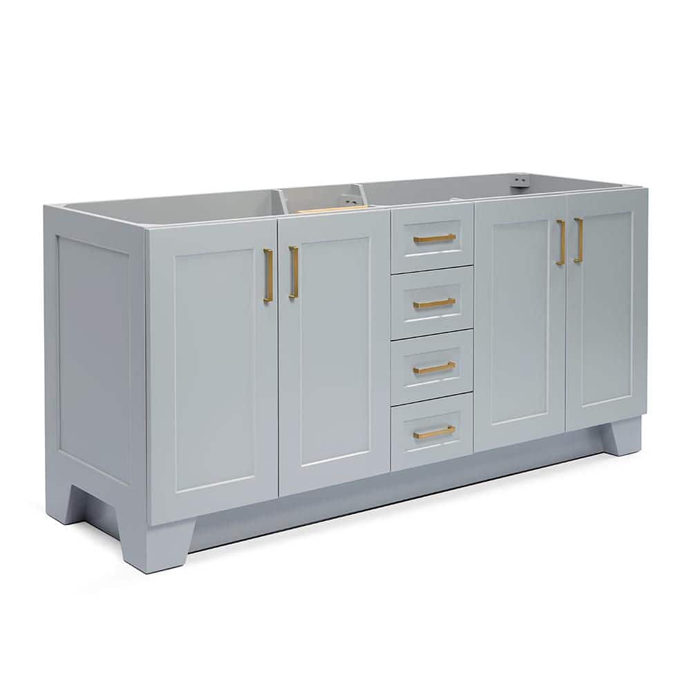 Taylor 72" Gray Double Freestanding Vanity with Brass Hardware