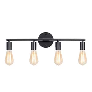 22.8 in 4-Light Black Industrial Metal Bathroom Vanity Light