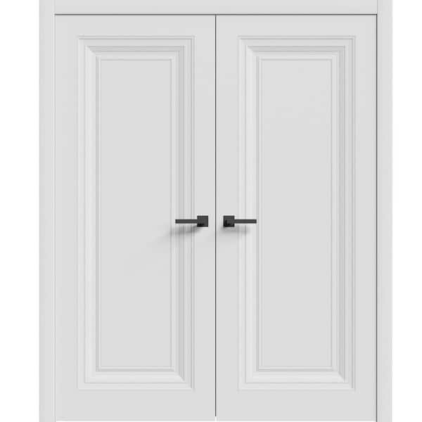 7111 60 in. x 80 in. Sold Core White Color Wood Interior Door Kit with Quick Assemble Jamb