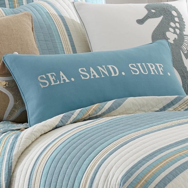 Levtex Home Blue Maui Sea Sand Surf Oblong Throw Pillow