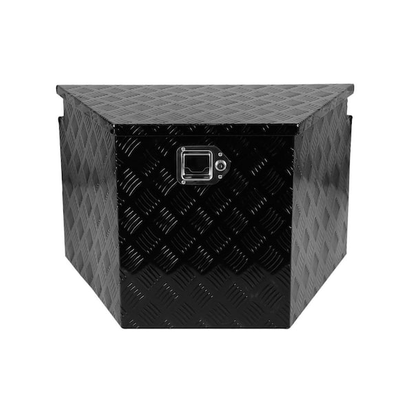 17.7in Trailer Tongue Box, Aluminum Alloy Diamond Plate Tongue Box Tool Chest,Trailer Box Storage w/ Lock and Keys