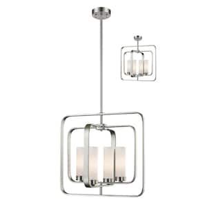 Aideen 16.5 in 4-Light Brushed Nickel Pendant with Matte Opal Glass Shade