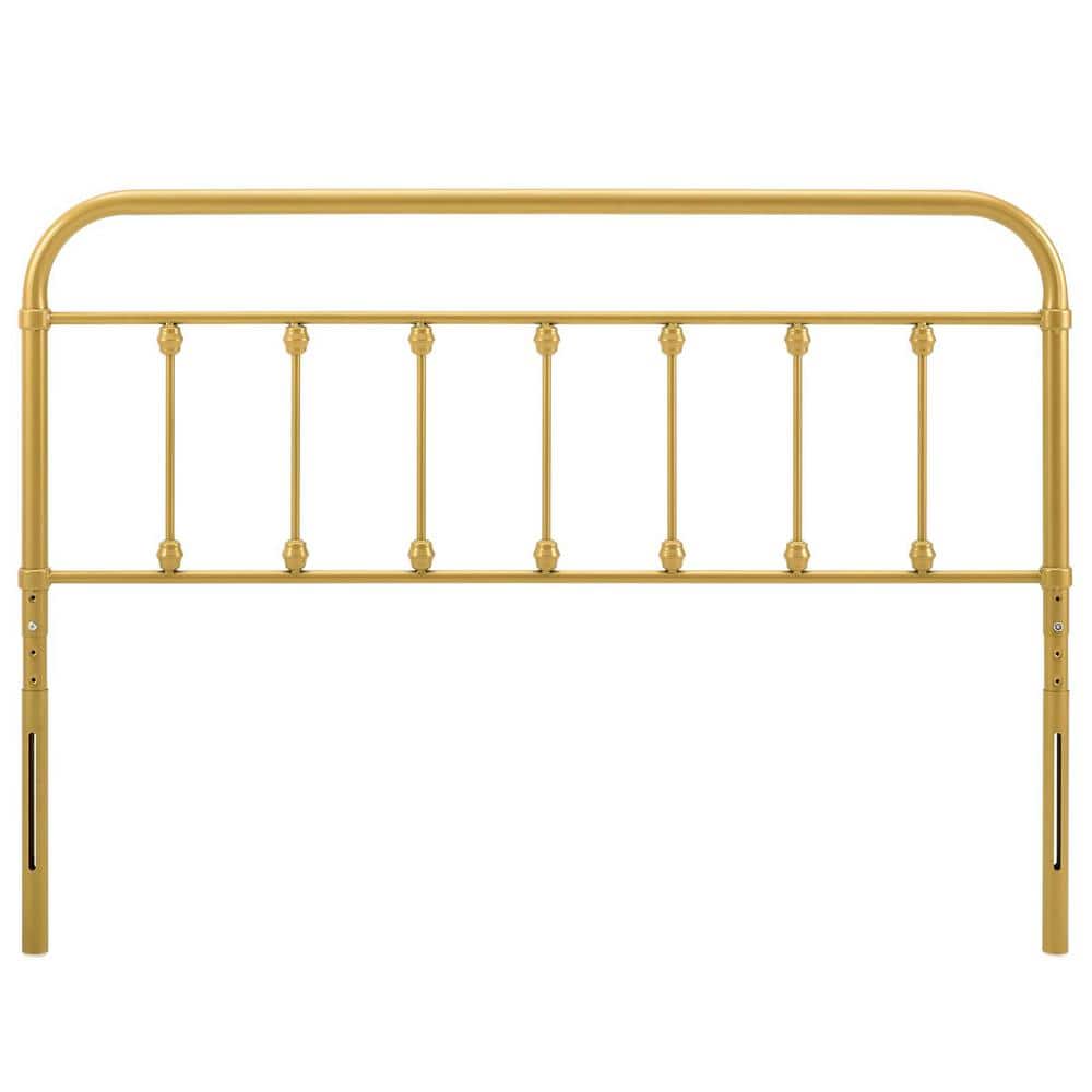 Gold Twin Adjustable Metal Headboard with Spindle Detail