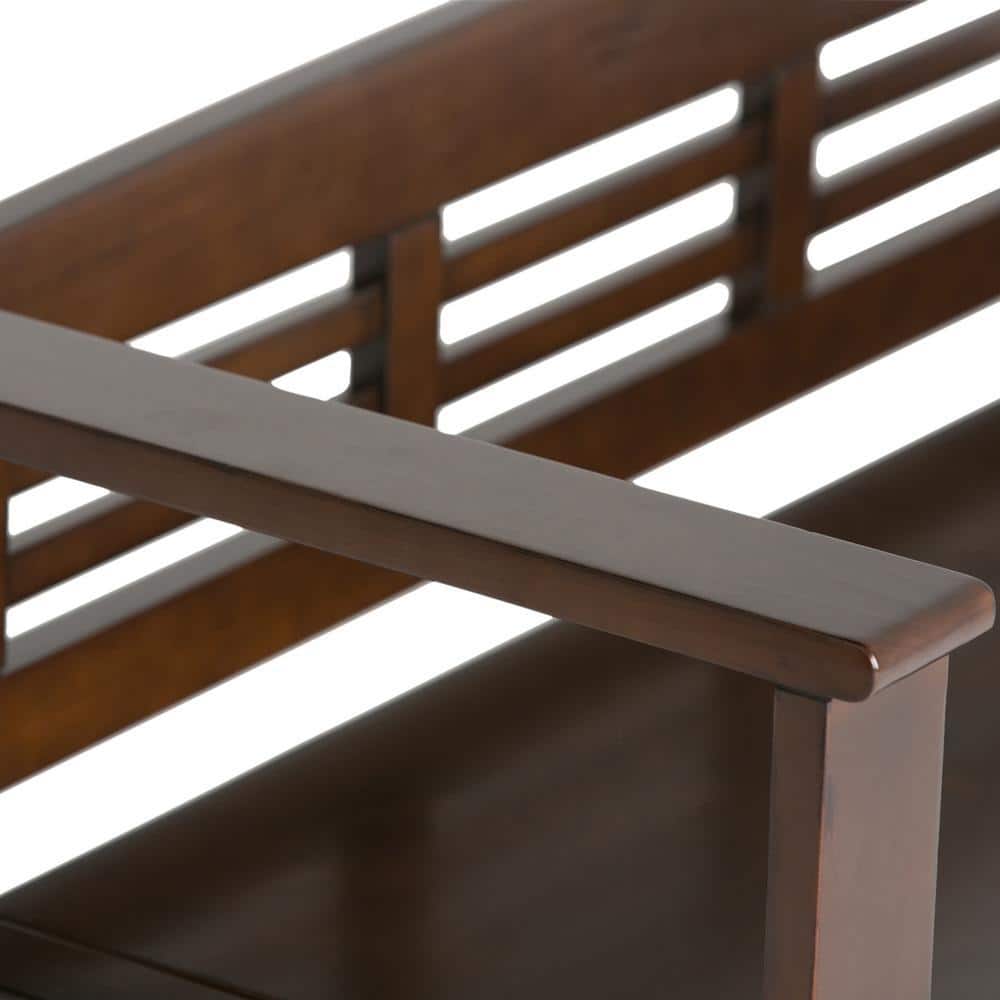 Adams Medium Brown Pinewood Storage Bench with Cut Out Back