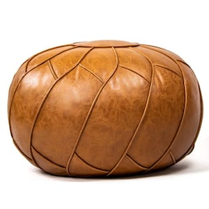 Faux Leather Pouf Unstuffed Ottoman Moroccan Footstool, Floor Footrest Cushion, Storage Solution