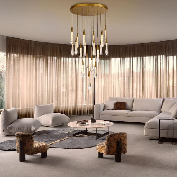 YUYI Modern Chandelier 24 in.19-Lights Gold Chandelier for Dining