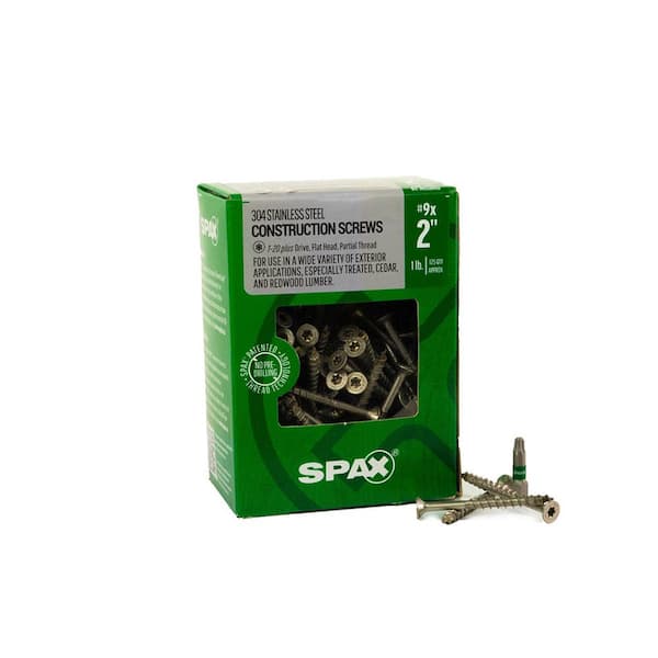 SPAX #9 x 2 in. Exterior Flat Head Stainless Steel Wood Deck Screws Construction Torx T-Star Plus (125 Each)1 LB Bit Included
