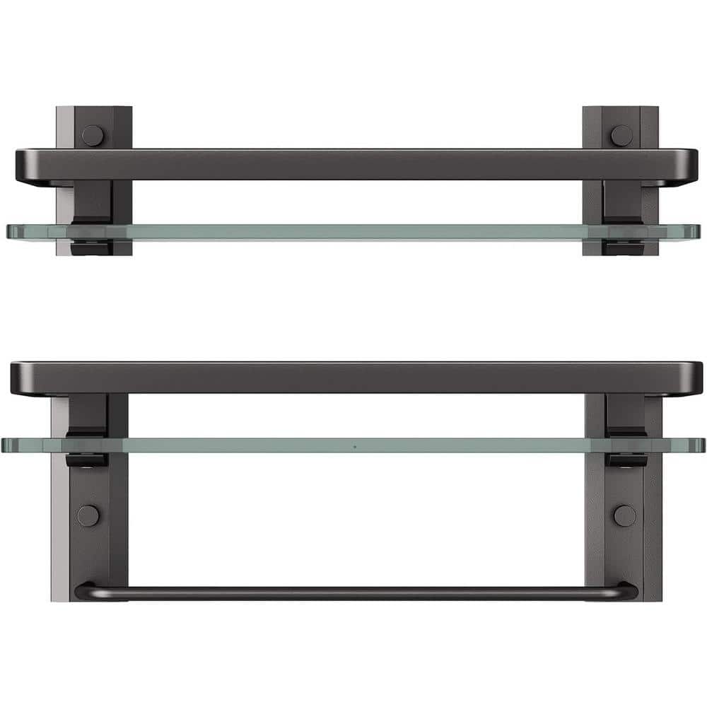 15.7 in. W x 4.9 in. D Decorative Wall Shelf, Glass Bathroom Shelf with Tow