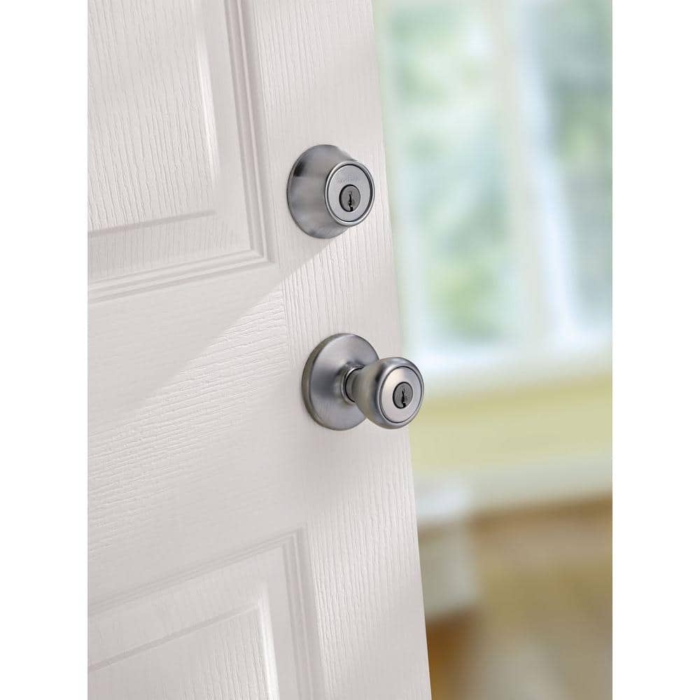 Tylo Satin Chrome Single Cylinder Entry Door Knob and Deadbolt