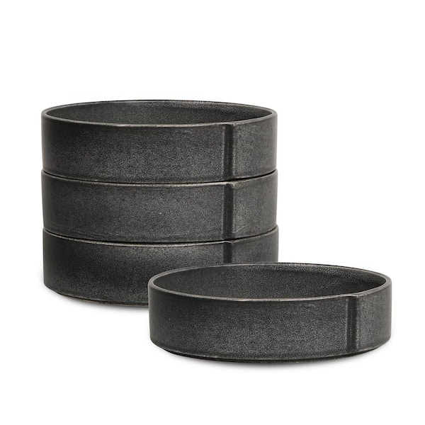 Bao 32 fl. oz. Charcoal-Gray Stoneware Pasta Bowls (Set of 4)