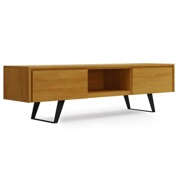 Lowry 72 in. Wide Modern Industrial TV Media Stand in Oak Fits TVs up to 80 in.
