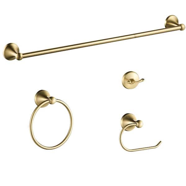 FORIOUS 4 -Piece Bath Hardware Set with Included Mounting Hardware in Brushed Gold