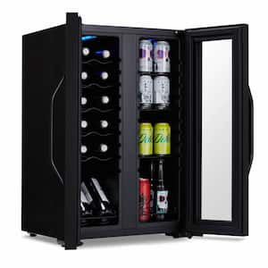 Luma Shadow Series 24 in. Dual Zones Temperature 12-Wine Bottles, 39-Cans Beverage & Wine Cooler in Black Mirrored