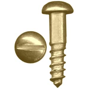 #4 x 3/4 in. Slotted Round Head Brass Wood Screw (6-Pack)