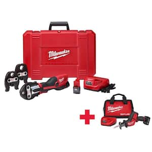 M12 12-Volt Lithium-Ion Cordless Force Logic Press Tool Kit (3 Jaws included)/ W Free M12 FUEL Hackzall Kit