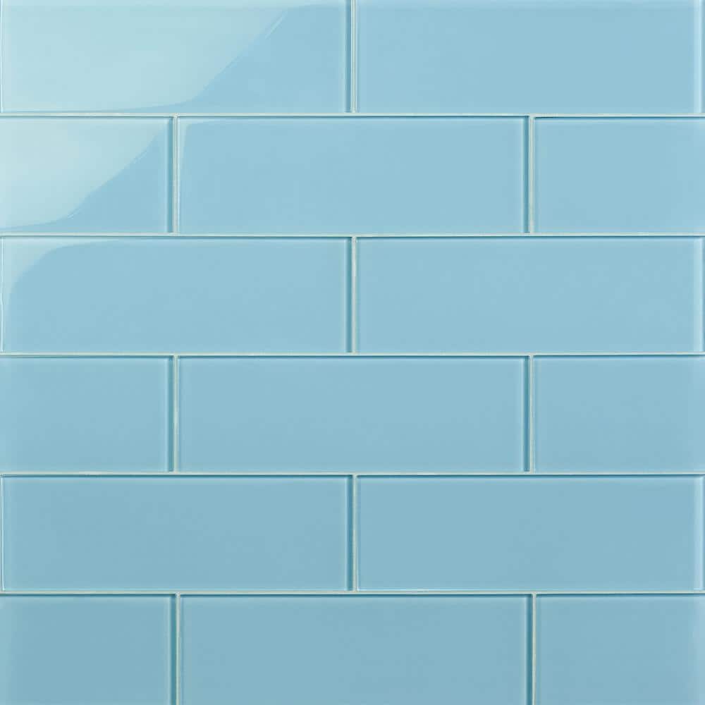 Lucid Blue Glass Subway Wall Tile Set