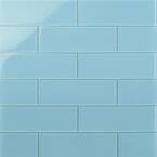 Contempo 4 in. x 12 in. x 8 mm Turquoise Polished Glass Floor and Wall Tile (15 pieces 5 sq.ft/Box)