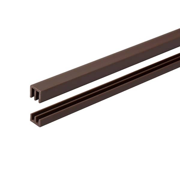Outwater 7/16 in. D x 17/32 in. W x 48 in. L Brown Styrene Plastic Sliding Bypass Track Moulding Set for 1/8 in. Doors (1-Pack)