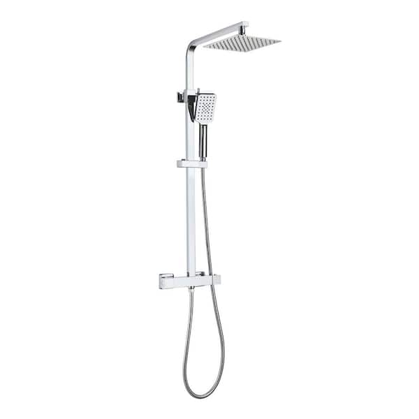 Mondawe Square 1-Spray Patterns Thermostatic Shower Faucets Set with 2. ...