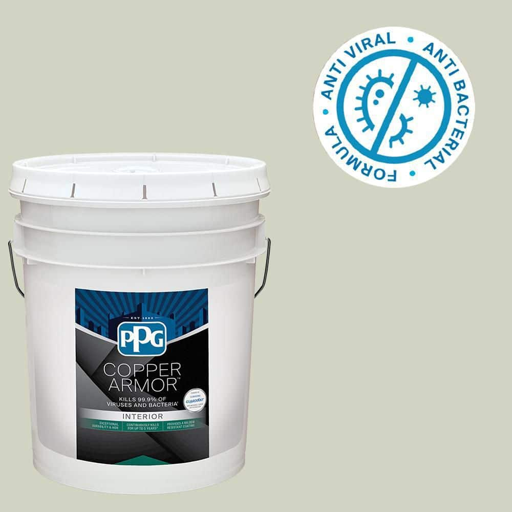 COPPER ARMOR 5 Gal. PPG1125-2 White Sage Semi-Gloss Interior Paint ...