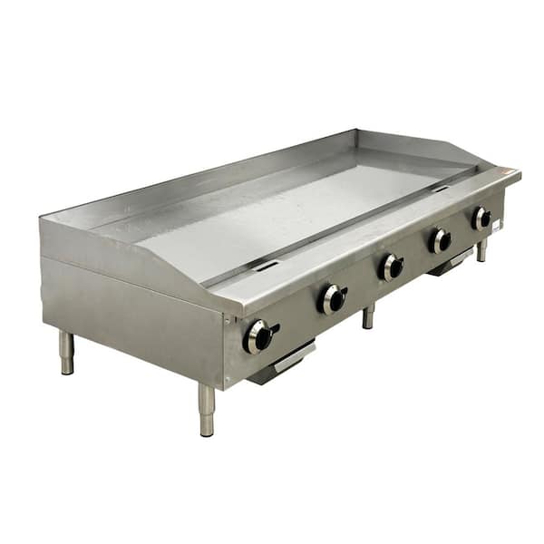 NSF 60 in. Commercial Gas Griddle 5-Burner with 150,000 BTU in Stainless-Steel
