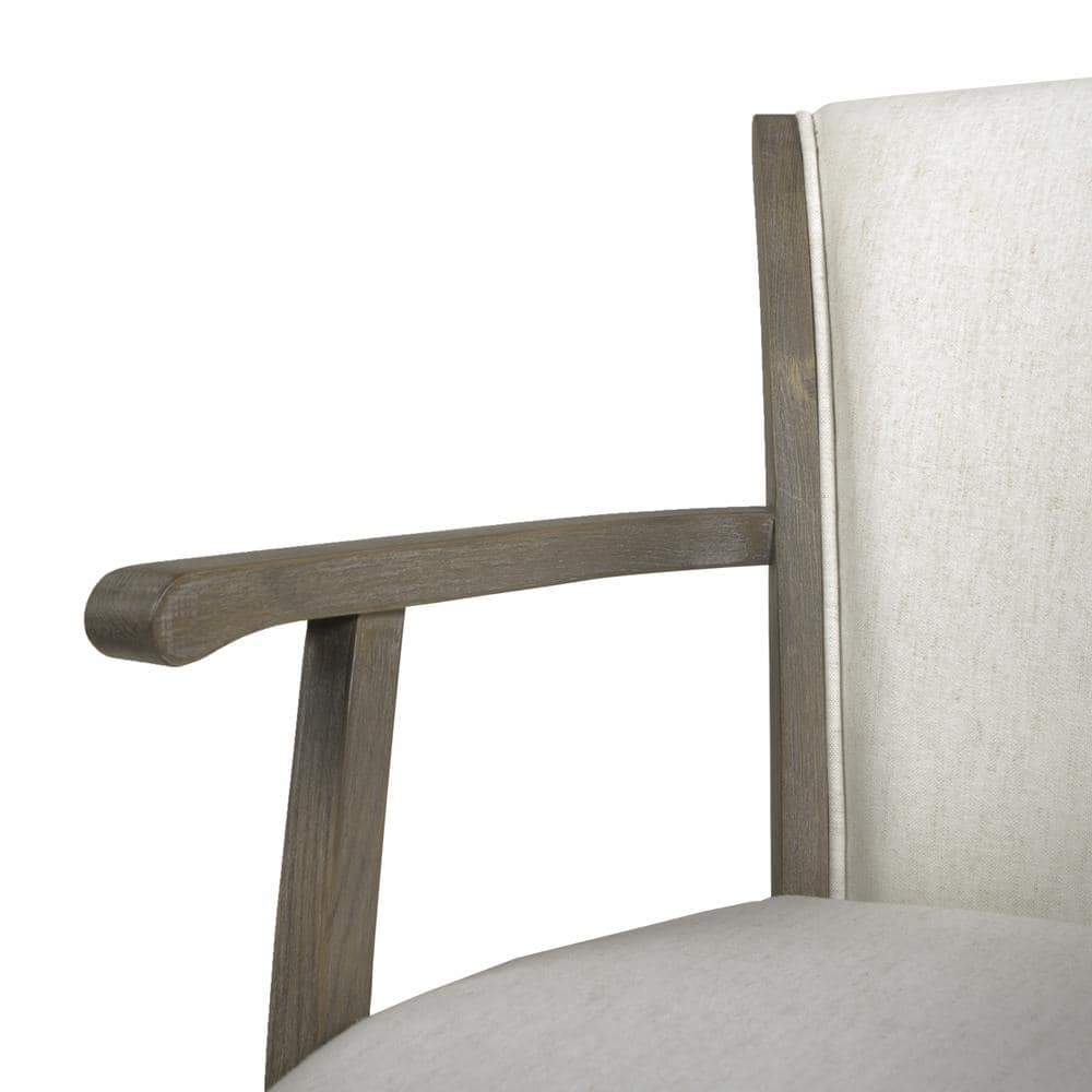 Williams Oak and Leather Swivel Bar Stool in Natural White