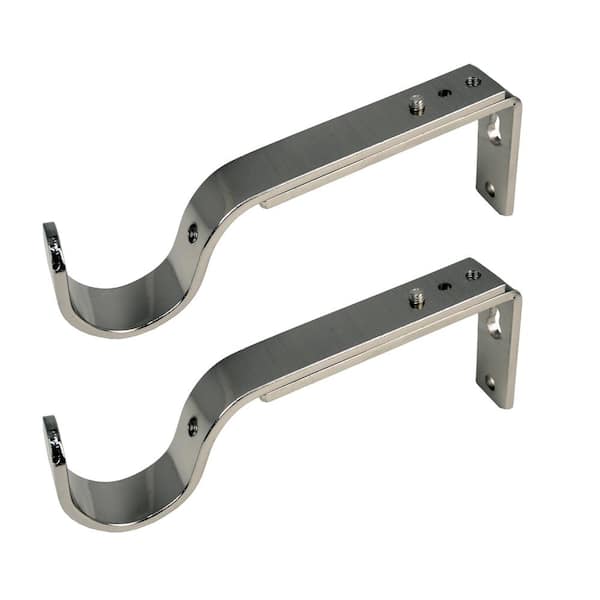 Versailles Home Fashions Brushed Nickel Steel Single 4-5, 5 in. Projection Curtain Rod Bracket (Set of 2)