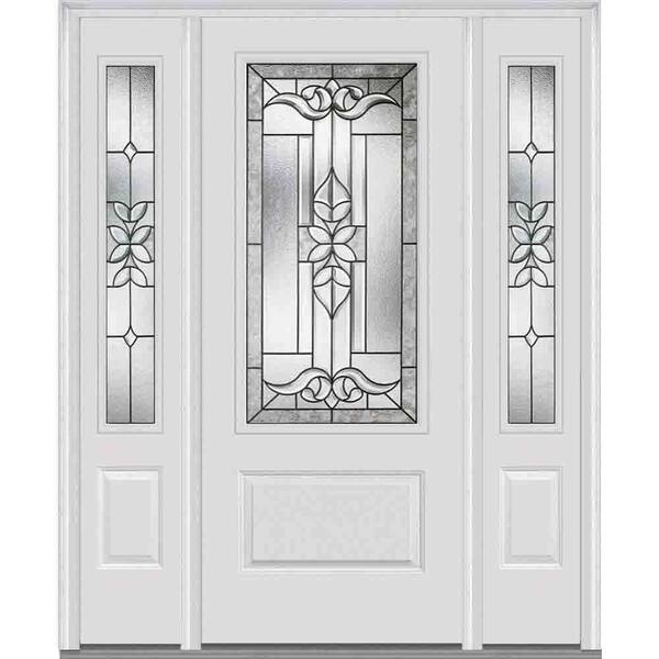 MMI Door 60 in. x 80 in. Cadence Right-Hand 3/4-Lite Decorative Painted Fiberglass Smooth Prehung Front Door with Sidelites