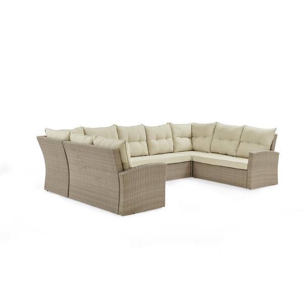 Alaterre Furniture Canaan Beige All Weather Wicker Outdoor