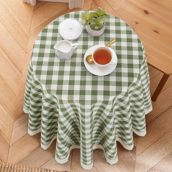 Plaid Checked Cotton Blended Dinner Table Cloth Napkins Placemats