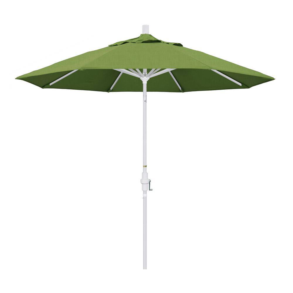 9 ft. Matted White Aluminum Market Patio Umbrella with Collar Tilt Crank Lift in Spectrum Cilantro Sunbrella price history on PriceWatchPro