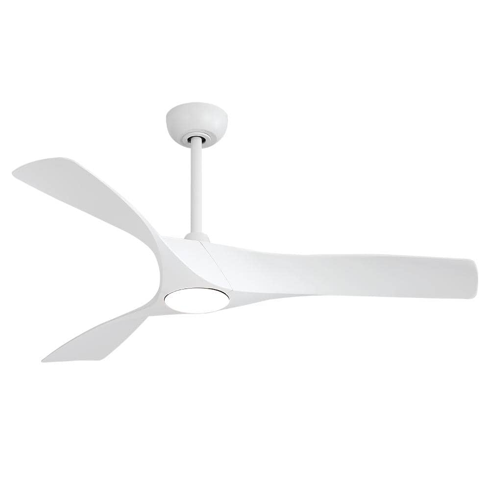 WINGBO 52 in. White Indoor Ceiling Fan with LED Lights and Remote DC ...