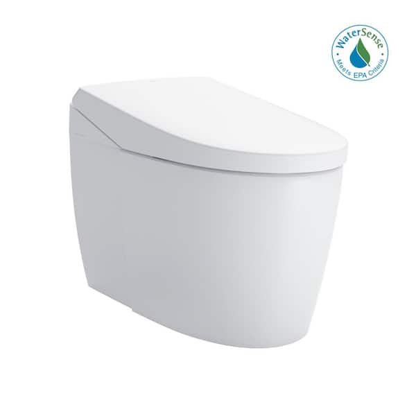 NEOREST AS 12 in. Rough In Two-Piece 0.8/1.0 GPF Dual Flush Elongated Toilet in Cotton White with Integrated Bidet Seat