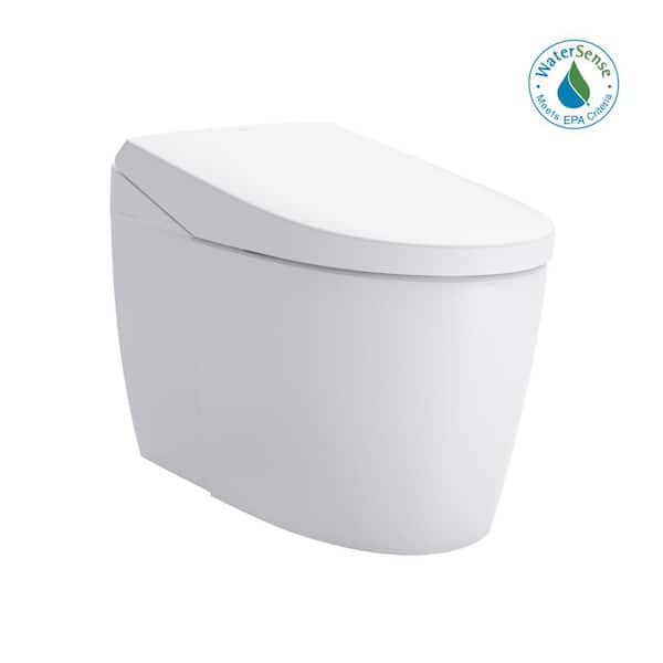 TOTO NEOREST AS 12 in. Rough In Two-Piece 0.8/1.0 GPF Dual Flush Elongated Toilet in Cotton White with Integrated Bidet Seat