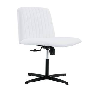 PU Leather Seat Adjustable 360° Swivel Cushion Office Chair in White
