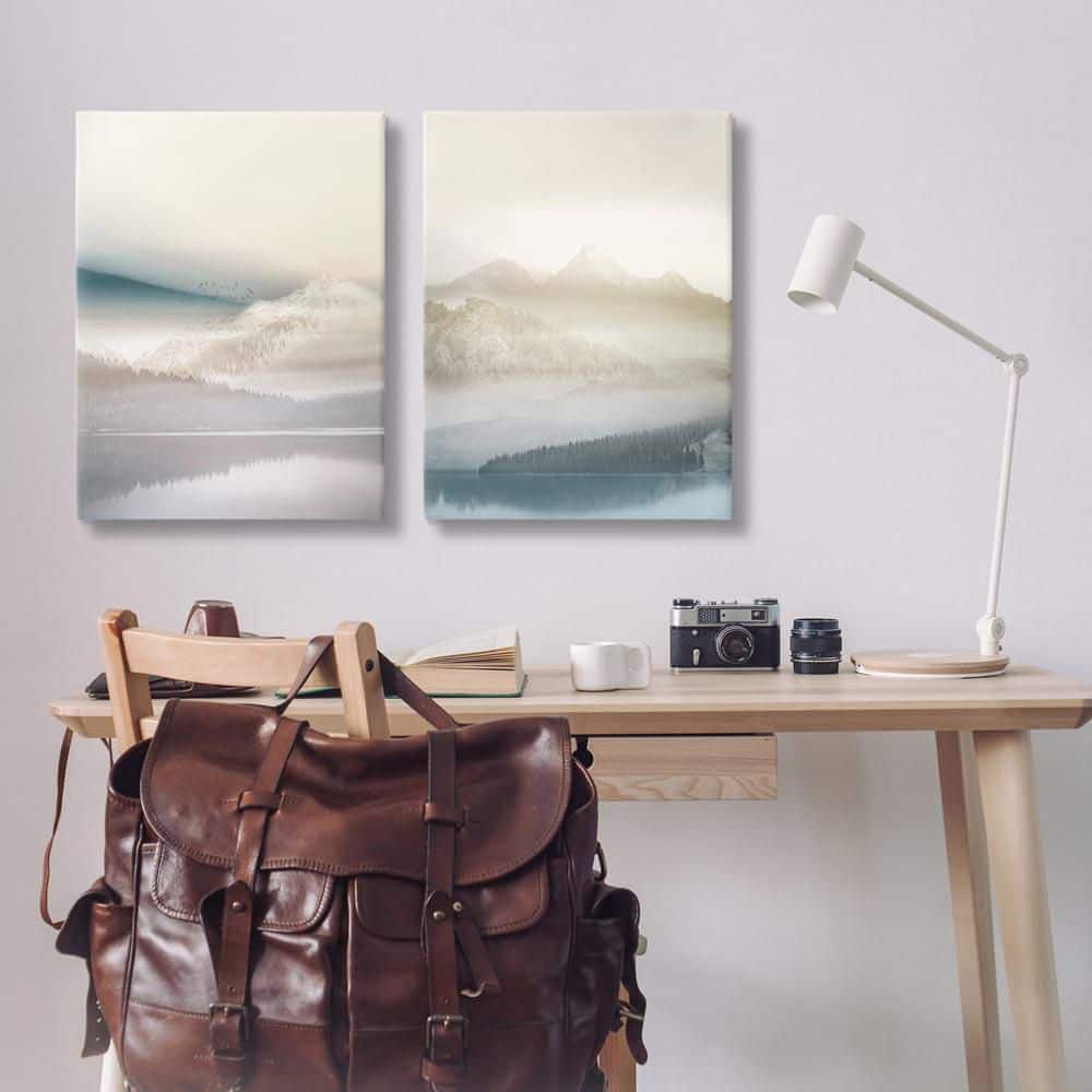 Mountain Peaks & Neutral Lake by Gemma Bardot 2 Piece Unframed Nature Graphic Art Print 36 in. x 24 in. price history on PriceWatchPro