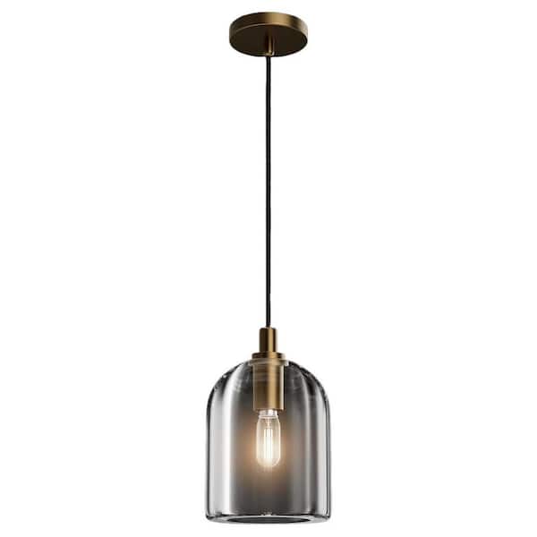 1-Light Gold Pendant Light, Modern Indoor Pendant Light with Crystal Shade for Kitchen Island, Dining Room, Living Room