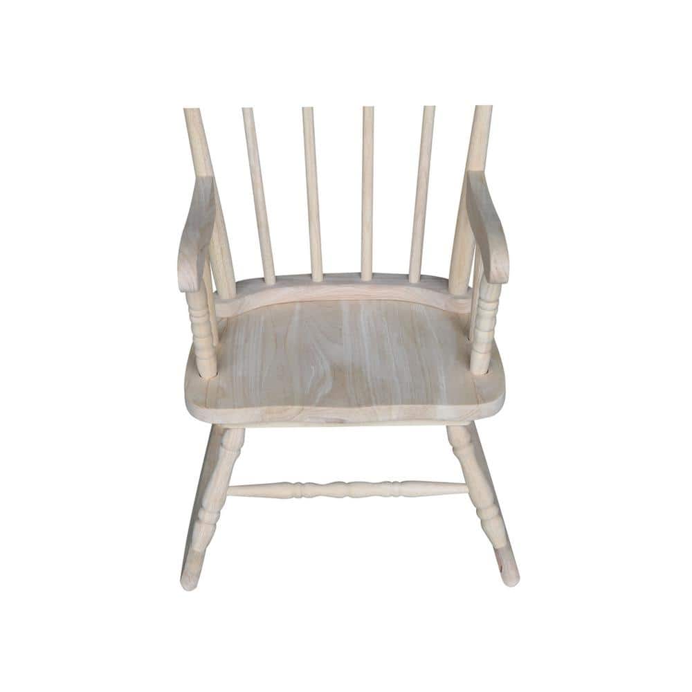 Traditional Unfinished Solid Wood Kids Rocker for Nursery and Playroom